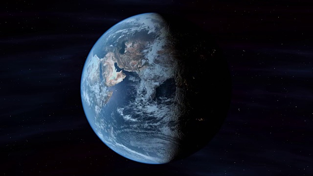 地球从白天转到黑夜。视频素材