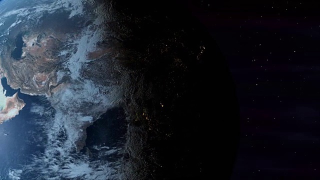 地球从白天转到黑夜。视频素材