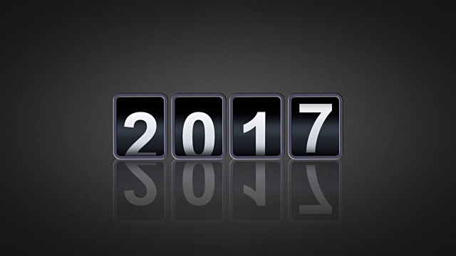2017 2018新年快乐概念复古模拟计数器倒计时计时器动画，复古翻转数字计数器从2017年到2018年视频下载