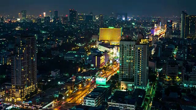 曼谷夜生活的时间流逝视频素材