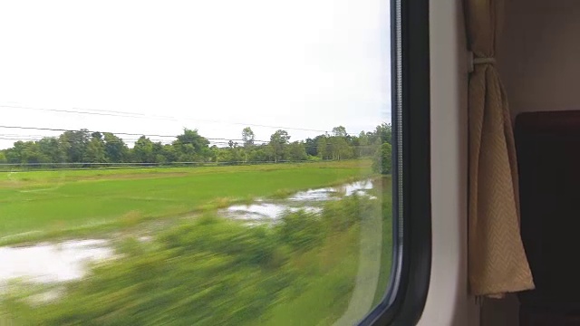 从火车窗口看到的泰国乡村景色视频下载