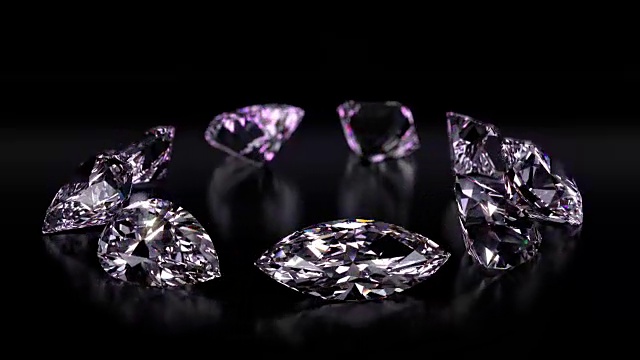 各种不同形状的钻石旋转视频下载