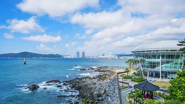 韩国釜山市和海云台海滩的时间流逝视频下载