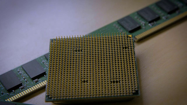 具有计算机处理器技术背景，CPU概念，电路板结构视频素材