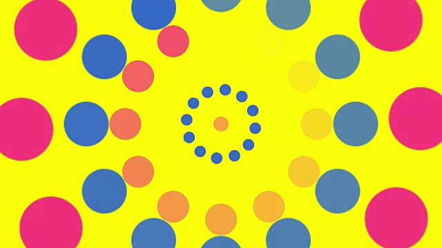 背景粉红和蓝色的圆圈和点旋转在一个螺旋视频素材