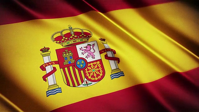 西班牙逼真的国旗无缝循环摆动动画视频下载
