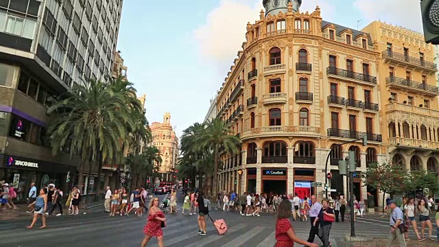 西班牙瓦伦西亚的一个广场视频素材