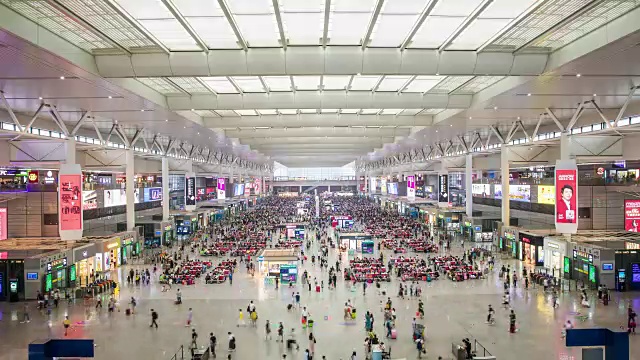 上海火车站，时间流逝视频素材