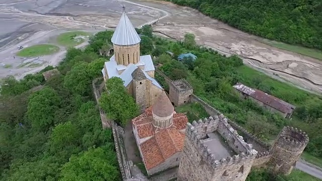 航空测量修道院Ananuri视频素材