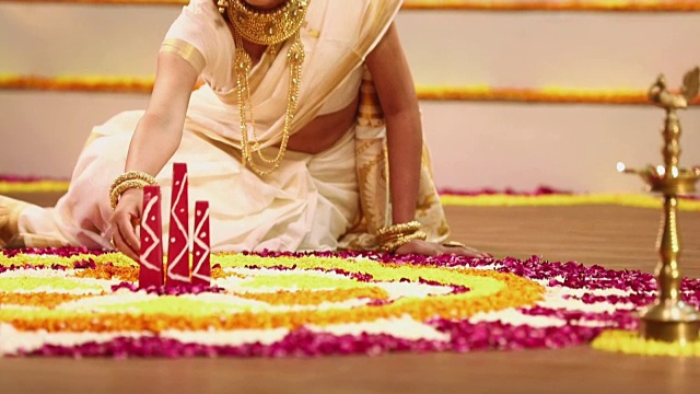 南印度妇女庆祝阿南节日，德里，印度视频素材