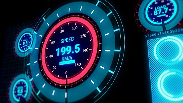 抬头显示未来的汽车界面与速度，距离指标视频下载