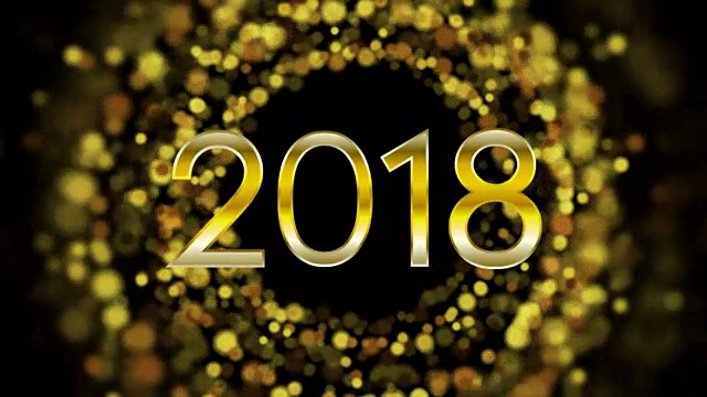 发光的金色颗粒新年2018视频动画视频下载