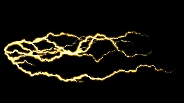 电力的爆裂声。电弧的抽象背景。现实的闪电。有闪电的雷雨。无缝循环。黄金。视频下载