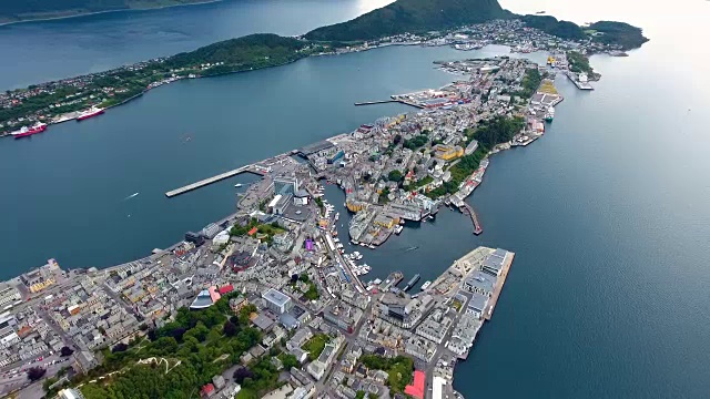 挪威奥勒松市航拍画面视频素材