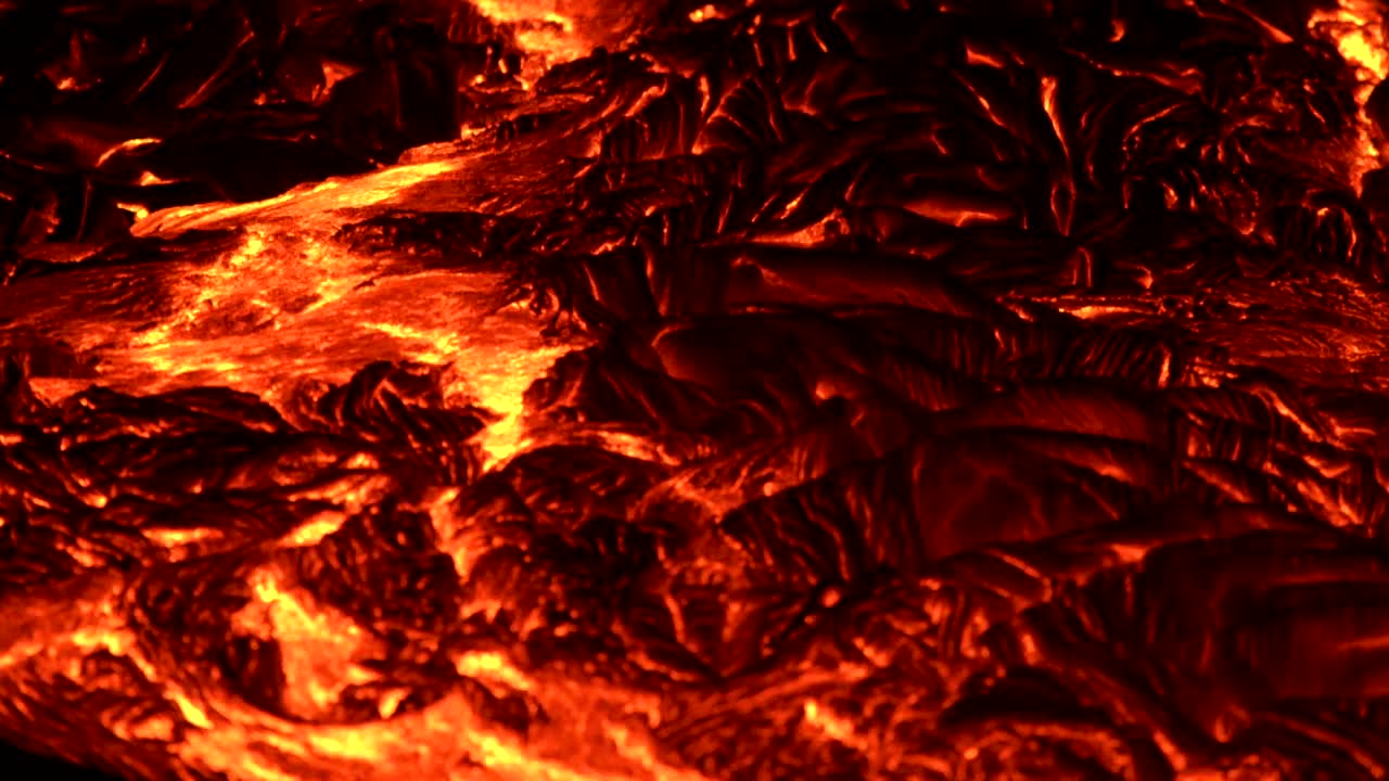 熔岩河质地夜间发光的热流来自基拉韦厄活火山普乌火山口活火山岩浆视频下载