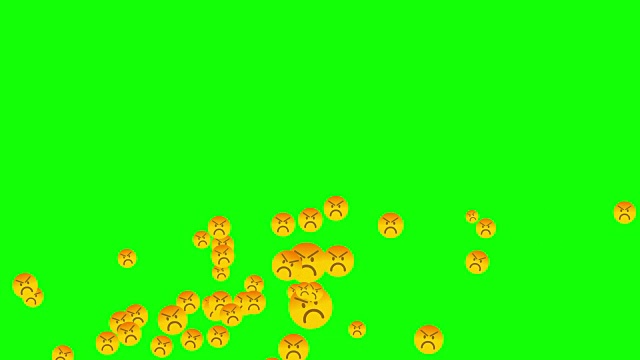 2d动画愤怒的脸出现在绿色屏幕上视频素材