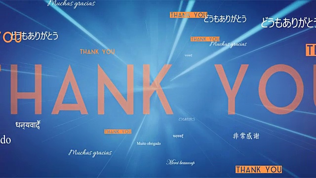 国际感谢词飞向相机(蓝色)-环视频下载