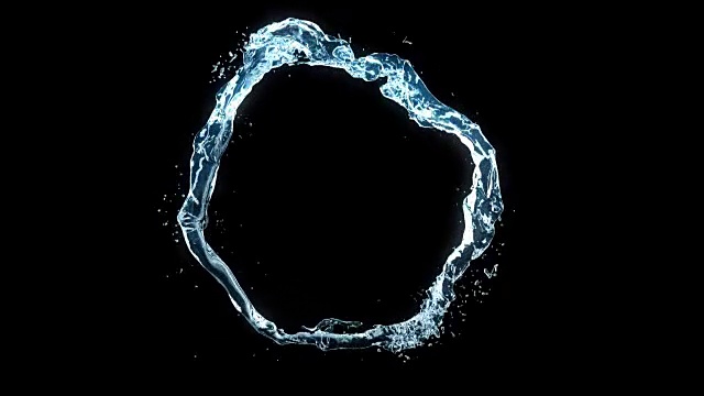 美丽的水在循环3d动画与阿尔法Matte。慢动作形成圆。无缝的视频素材