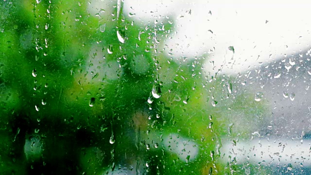 雨后滴在玻璃上的水滴视频素材
