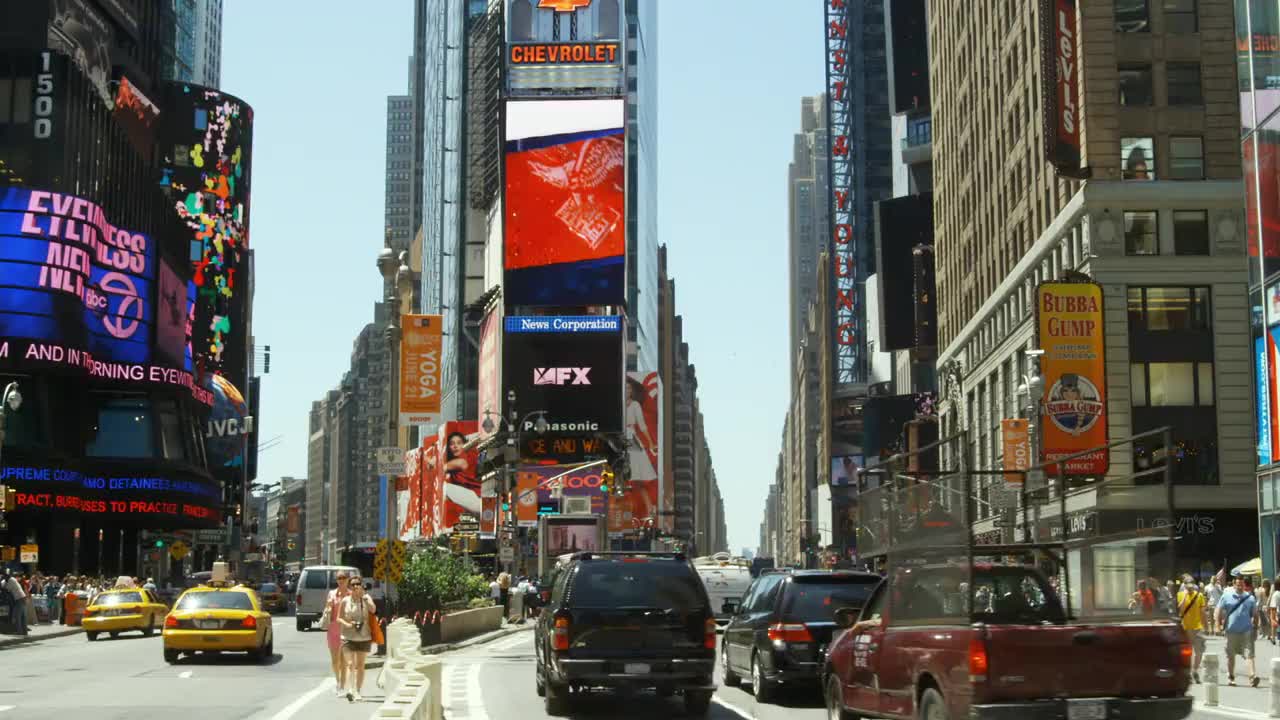 MS，交通在时代广场，曼哈顿，纽约市，纽约，美国视频素材