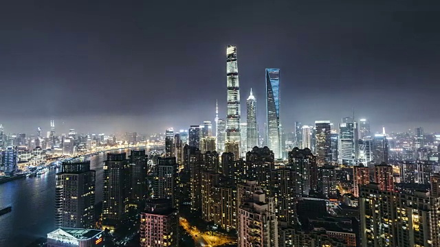 T/L晚上上海下潘市中心/中国上海视频素材