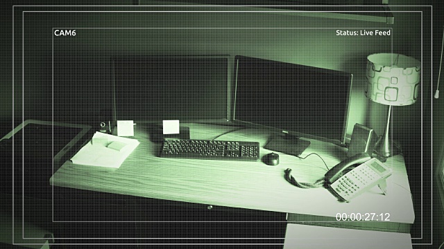 室内安全摄像头拍摄的一个小公司-角6 -私人办公室视频素材