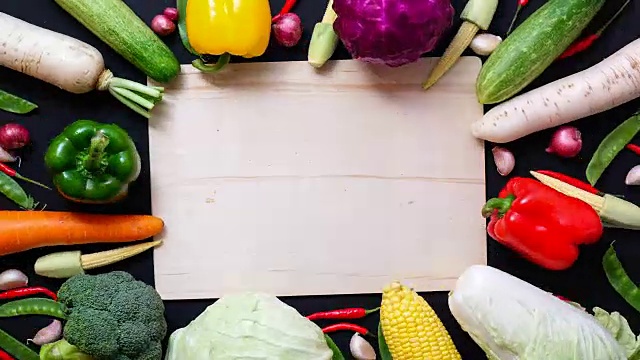 定格动画,留白,蔬菜,彩色背景视频素材