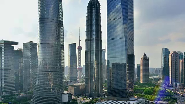 4K:中国上海陆家嘴金融区日落视频素材