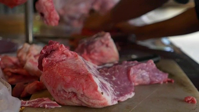 牛里脊肉牛肉切视频素材