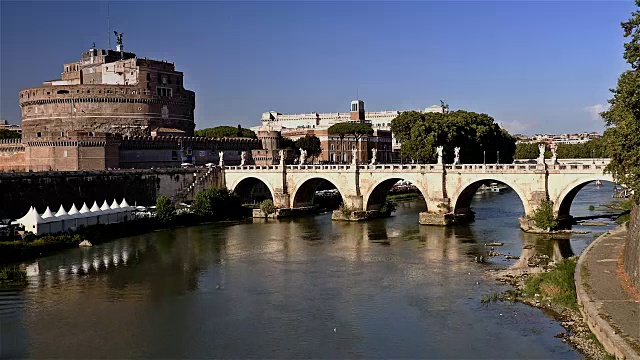 圣安杰洛城堡，罗马，意大利。时间流逝视频下载