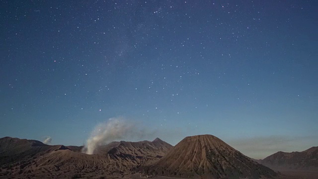 4K时间延时(摄影)，美丽的银河在山，印度尼西亚。视频素材