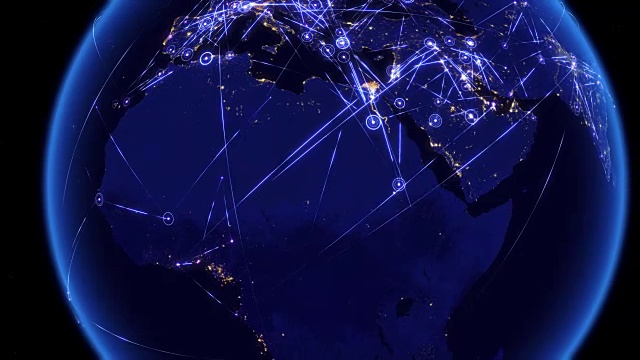 全球通信通过网络连接非洲。视频素材
