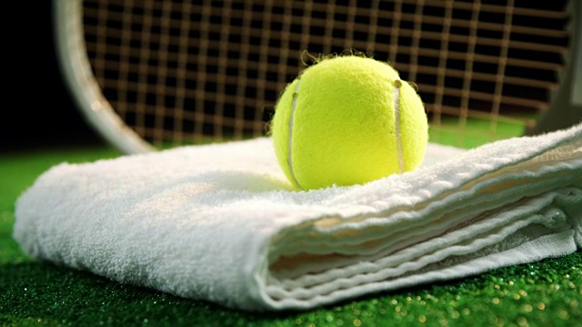 餐巾上的网球特写视频下载
