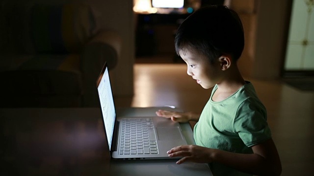 孩子使用笔记本电脑视频素材