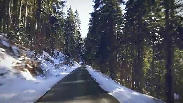 在德国黑森林雪地上开车视频下载