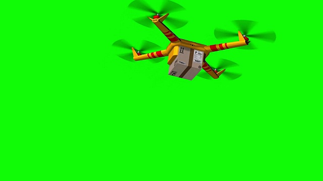 快递无人机-无人机快递纸箱包装-绿屏视频素材