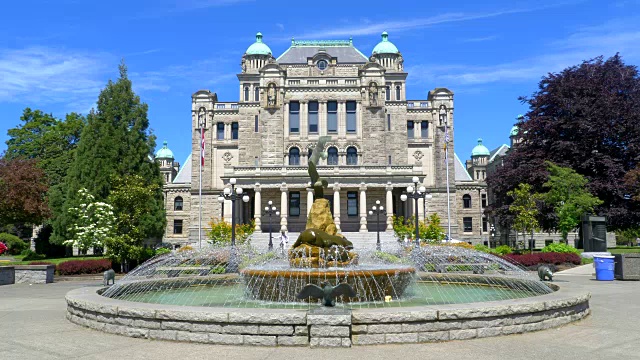 喷泉慢动作在温哥华岛省议会BC加拿大视频下载