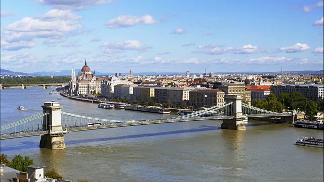布达佩斯的天际线有铁链桥和议会视频素材
