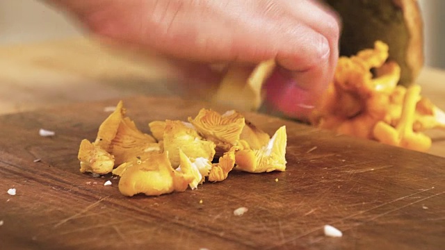 准备野生蘑菇烹饪视频素材