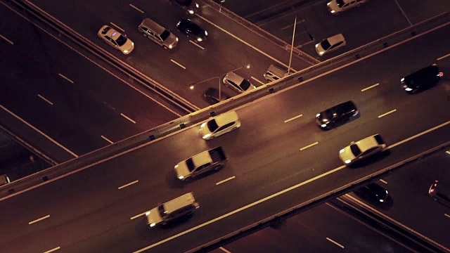 交通顶视图夜间视频4k。视频素材