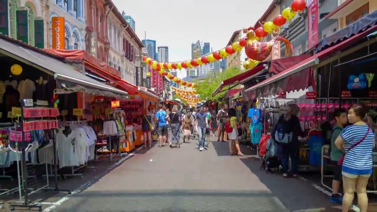 街景新加坡华埠及地铁站华埠视频素材