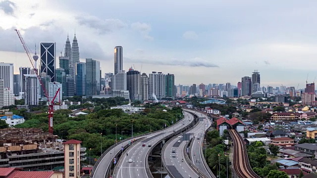 延时交通马来西亚城市，平移离开视频4k。视频下载