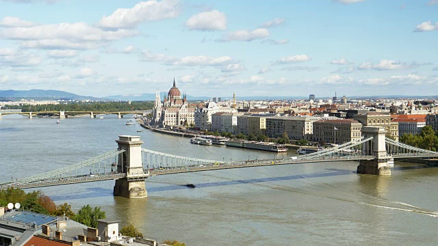 布达佩斯的天际线有铁链桥和议会视频素材