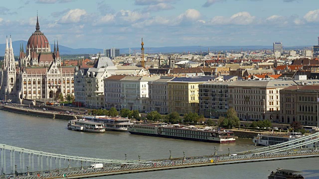 布达佩斯佩斯河畔和议会视频素材