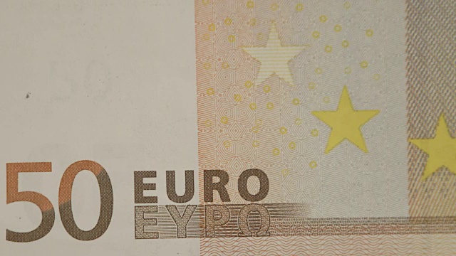 近距离观看50欧元钞票的文本视频下载