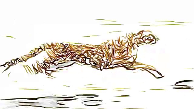 猎豹奔跑铅笔画卡通动画无缝无尽的循环新品质独特的手工动态快乐多彩的视频动物猫的镜头视频下载