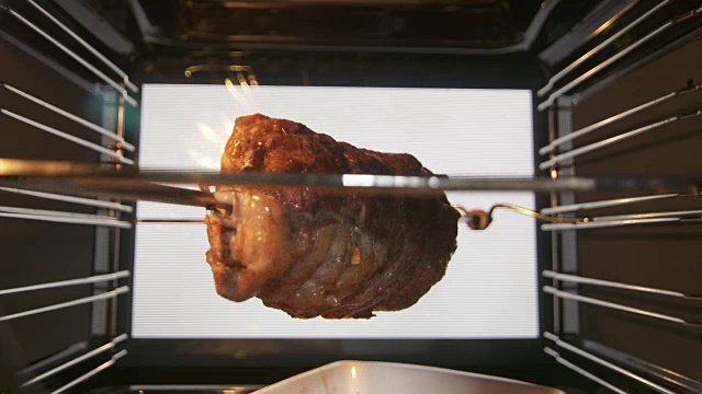 烹饪烤炉猪肉里脊在热对流烤箱中烘烤时间视频下载