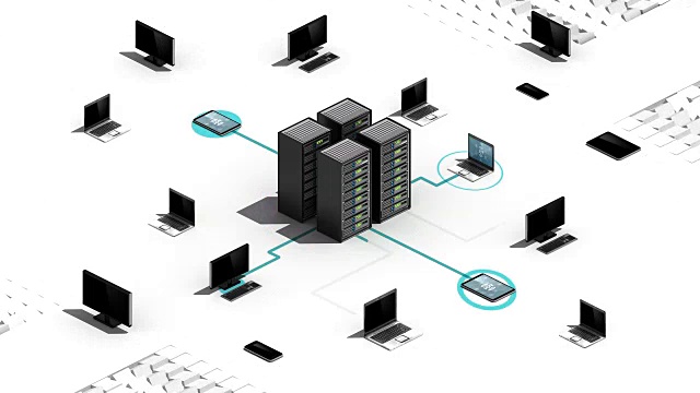 云服务器连接服务器系统。物联网技术。视频素材