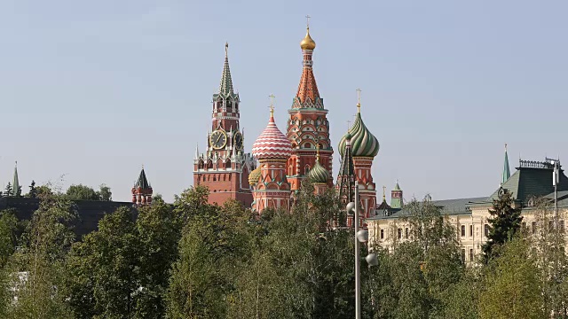 莫斯科克里姆林宫和圣巴西尔大教堂视频素材