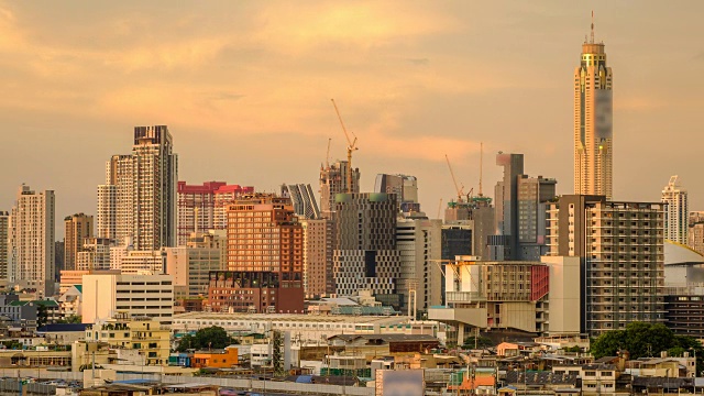 曼谷市中心商业区天际线背景，泰国视频素材